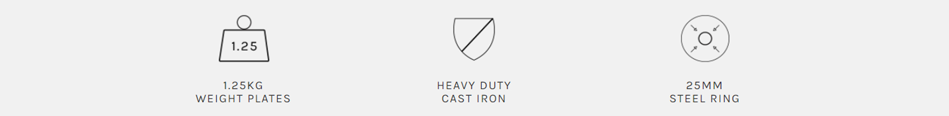 1.25kg weight icon, cast iron shield, 25mm ring icon